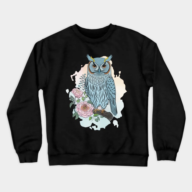 Owl blue Crewneck Sweatshirt by Ange art